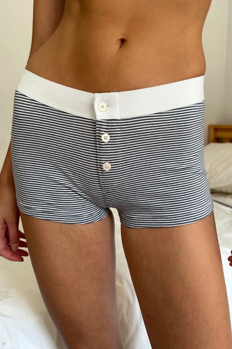 Sous Vêtement Brandy Melville Boyshort Stripe Bleu Blanche | NZP-89491576